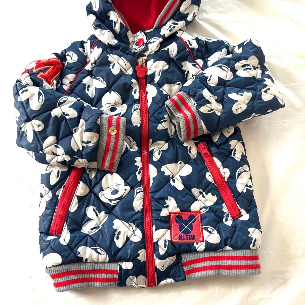 Disney Mickey Mouse Puffer Jacket Navy White sees SZ 3T NWOT - Picture 14 of 15